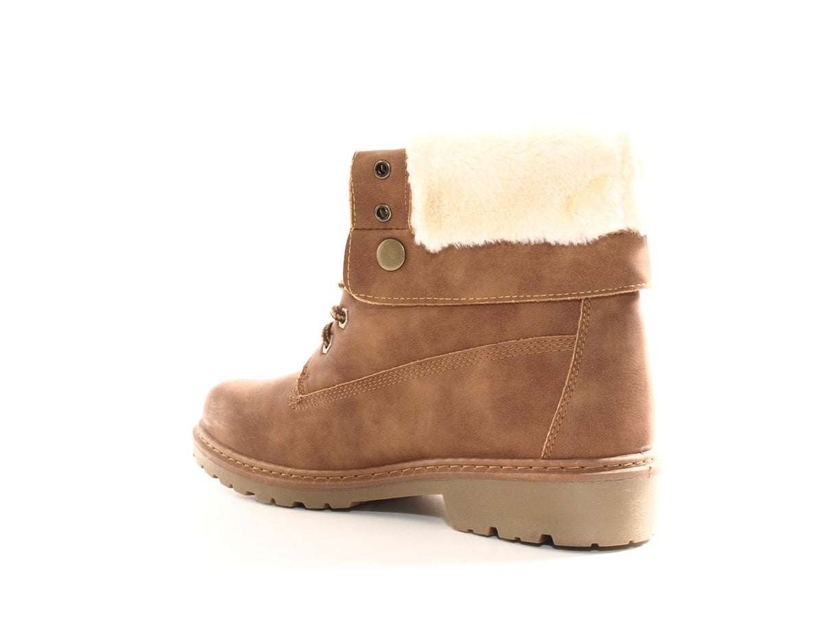 Bottines motardes pour femme, bottes d'extérieur, bottes d'hiver, doublure chaude, camel # 9120