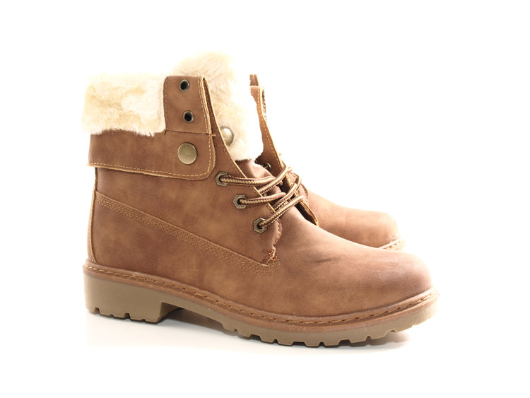 Bottines motardes pour femme, bottes d'extérieur, bottes d'hiver, doublure chaude, camel # 9120
