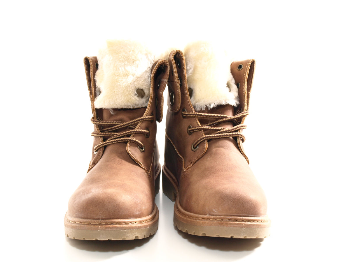 Bottines motardes pour femme, bottes d'extérieur, bottes d'hiver, doublure chaude, camel # 9120