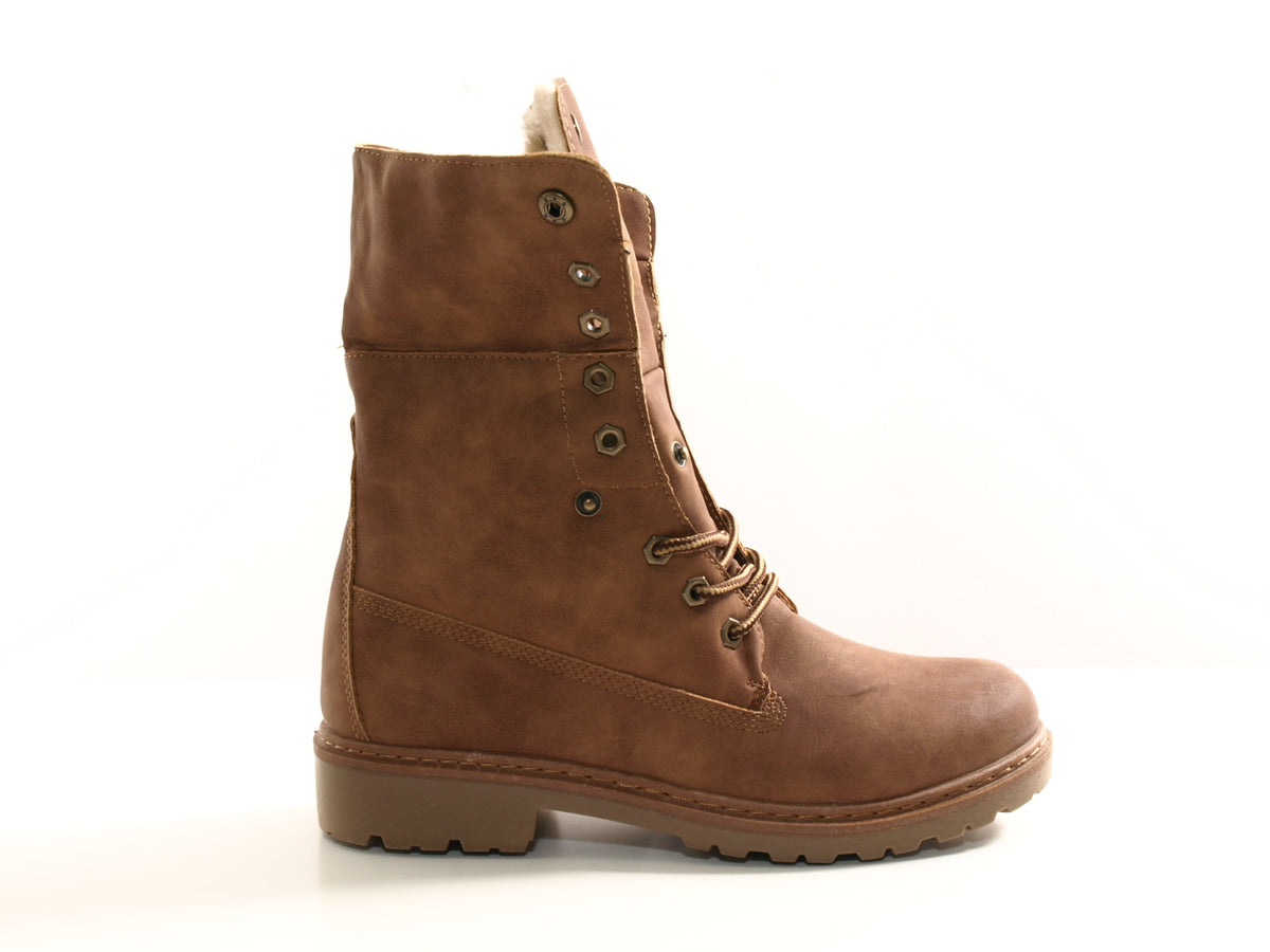 Bottines motardes pour femme, bottes d'extérieur, bottes d'hiver, doublure chaude, camel # 9120