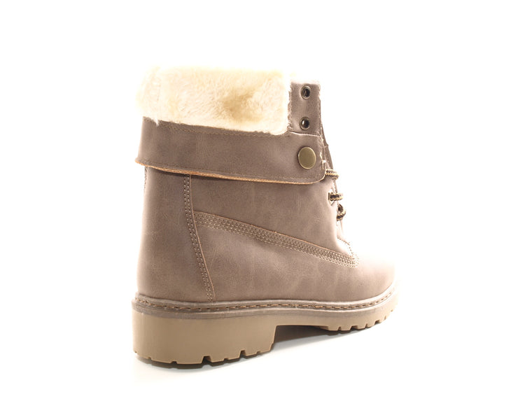 Women's ankle biker boots outdoor winter boots warm lined khaki # 9120