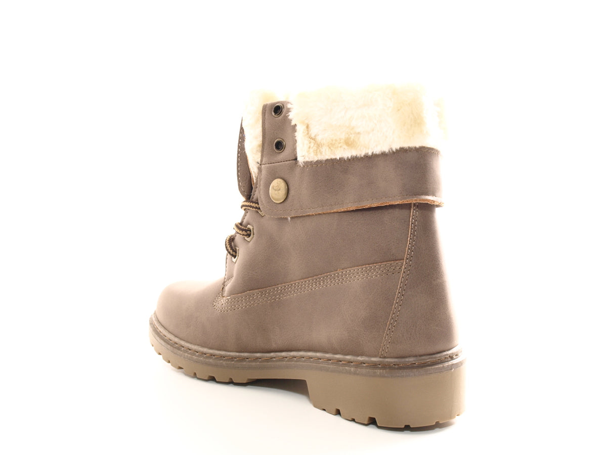 Women's ankle biker boots outdoor winter boots warm lined khaki # 9120