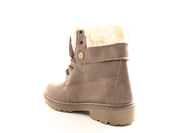 Women's ankle biker boots outdoor winter boots warm lined khaki # 9120