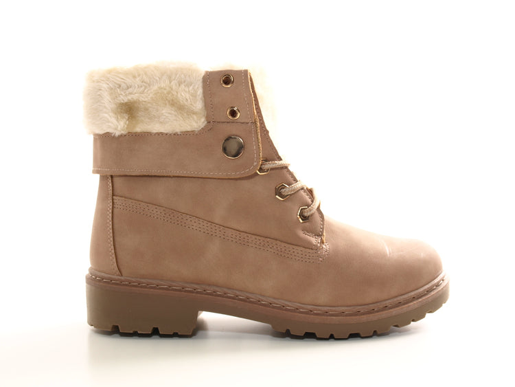 Women's ankle boots biker boots outdoor winter boots warm lined pink # 9120