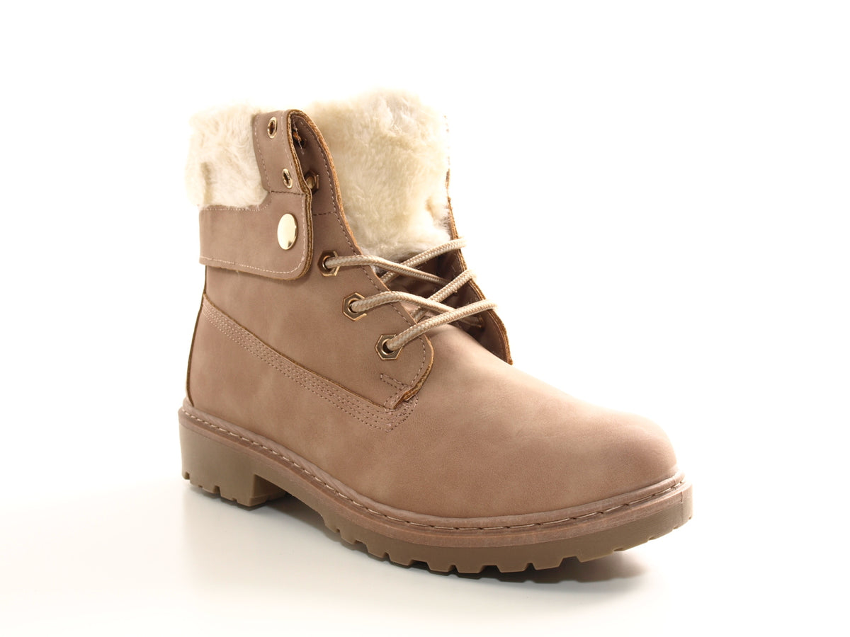 Women's ankle boots biker boots outdoor winter boots warm lined pink # 9120