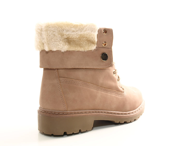 Women's ankle boots biker boots outdoor winter boots warm lined pink # 9120