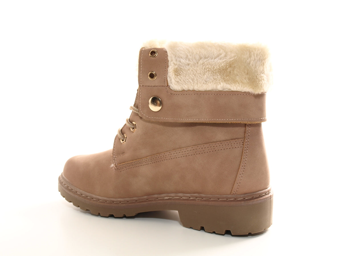 Women's ankle boots biker boots outdoor winter boots warm lined pink # 9120