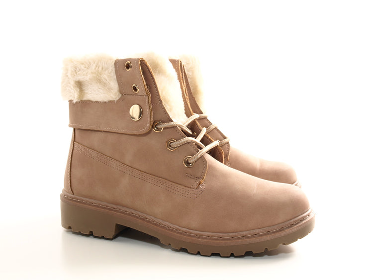 Women's ankle boots biker boots outdoor winter boots warm lined pink # 9120