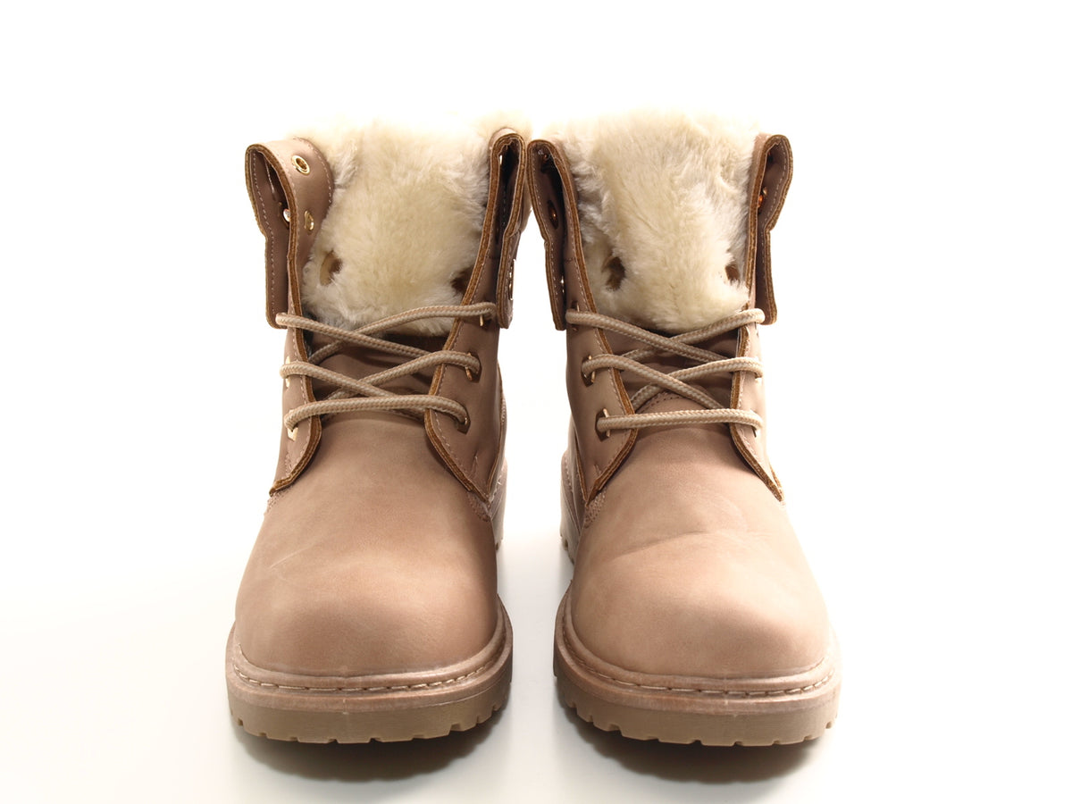 Women's ankle boots biker boots outdoor winter boots warm lined pink # 9120