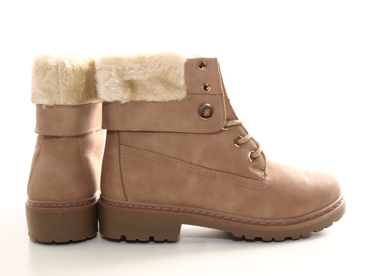 Women's ankle boots biker boots outdoor winter boots warm lined pink # 9120