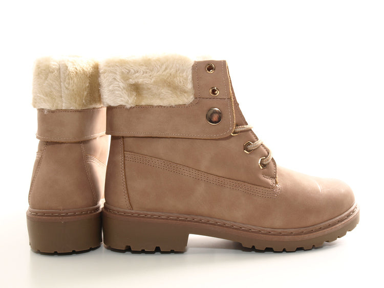 Women's ankle boots biker boots outdoor winter boots warm lined pink # 9120