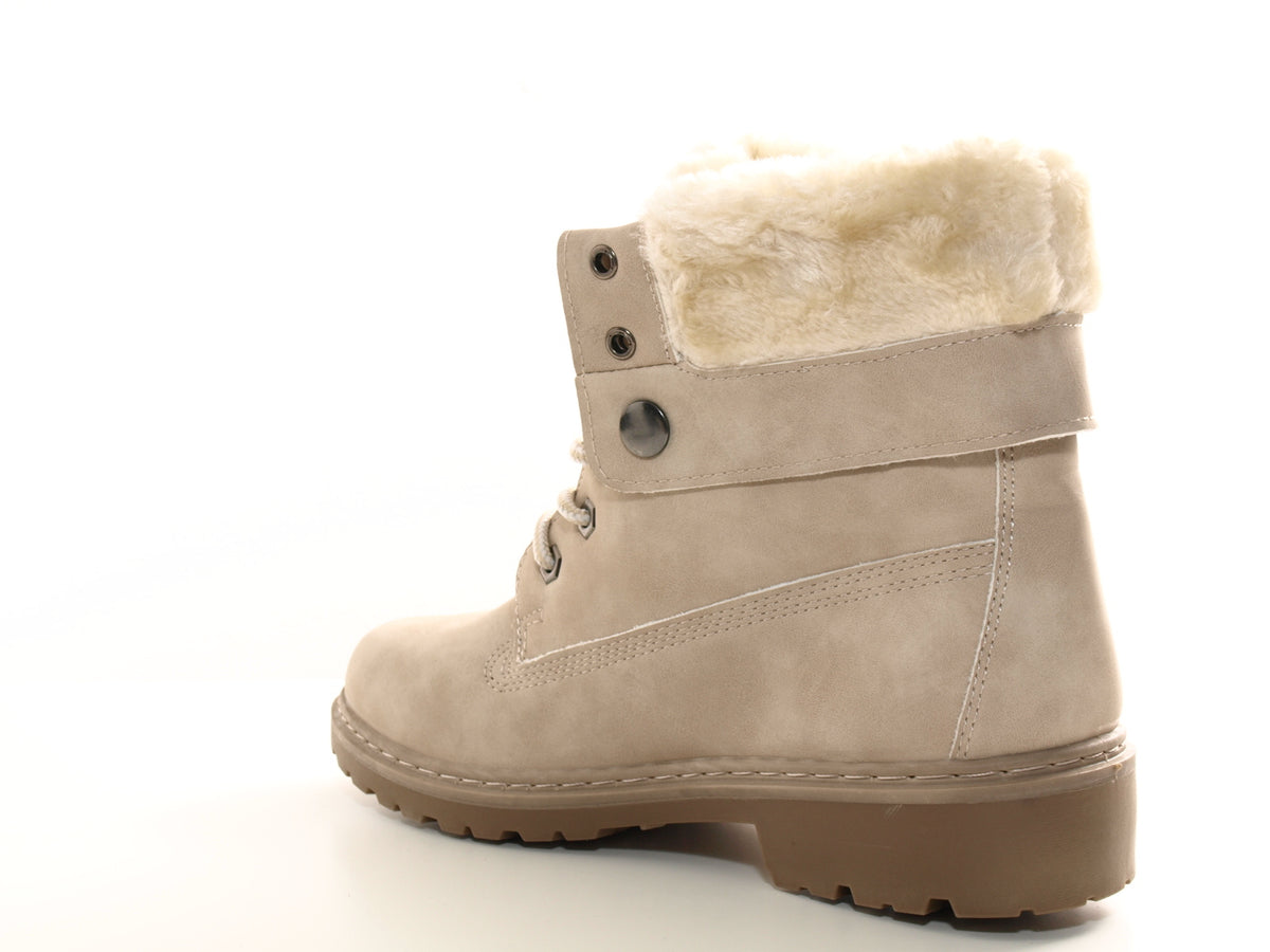 Women's ankle boots, biker boots, outdoor winter boots, warm lined, beige # 9120