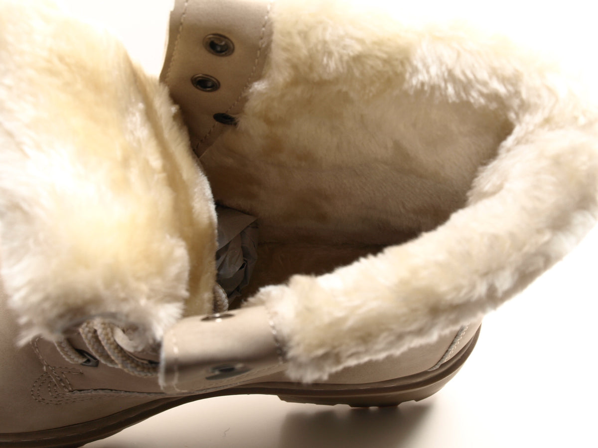 Women's ankle boots, biker boots, outdoor winter boots, warm lined, beige # 9120