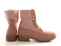 Damen Stiefeletten Schnürr Boots Outdoor Winterboots warm gefüttert Pink # 2