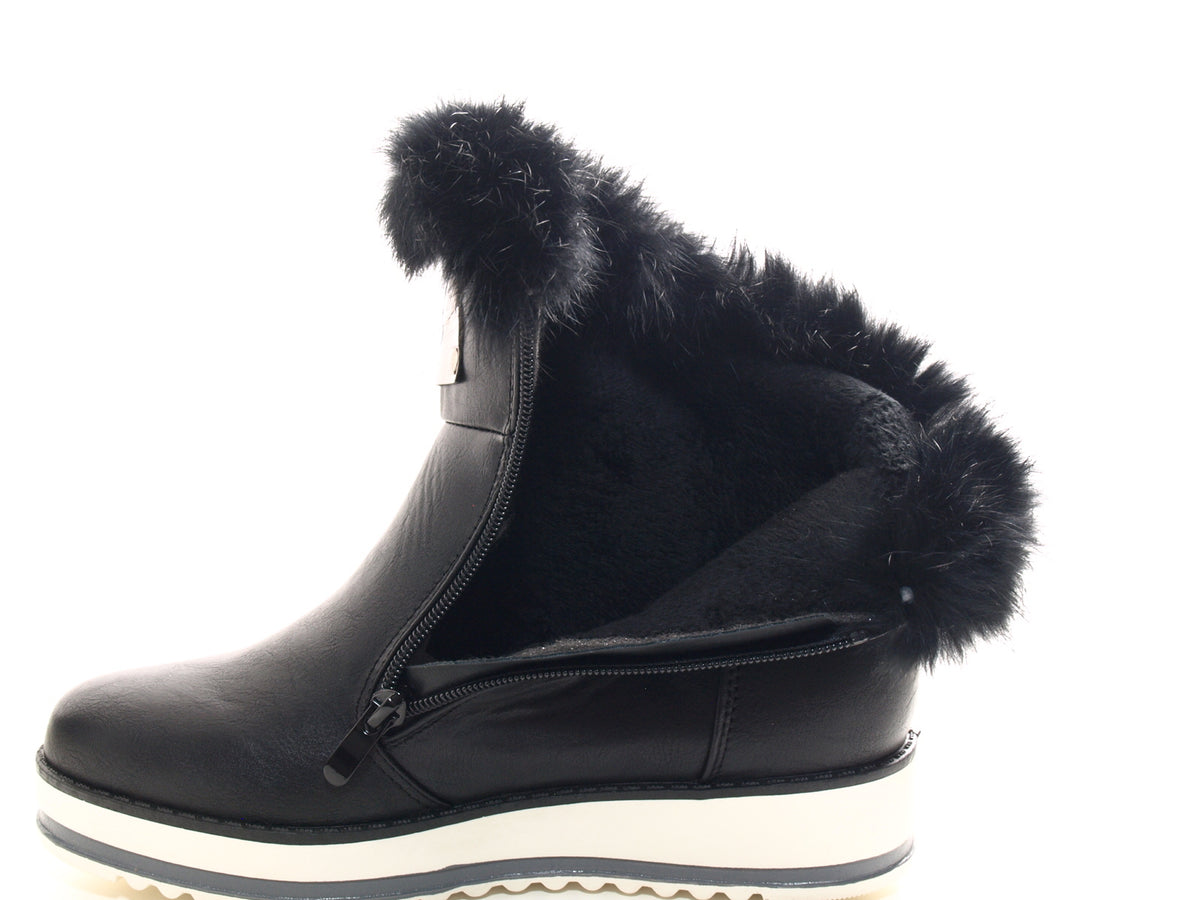 Bottines femme boots motardes bottes outdoor hiver fourrées chaud noir # 931