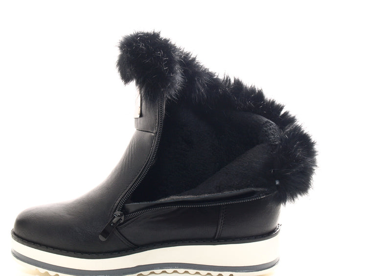 Bottines femme boots motardes bottes outdoor hiver fourrées chaud noir # 931