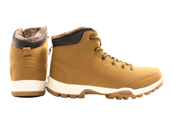 Bottines à lacets d'hiver pour homme fourrées chaudement camel # 19087