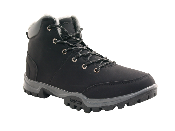 Bottines à lacets d'hiver pour homme doublées chaud Noir # 19087