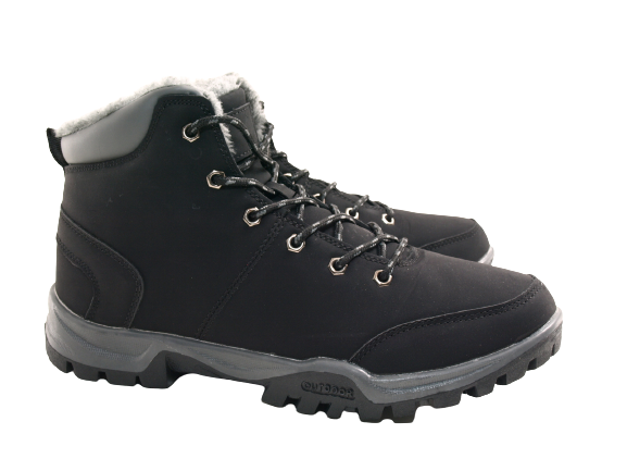 Bottines à lacets d'hiver pour homme doublées chaud Noir # 19087