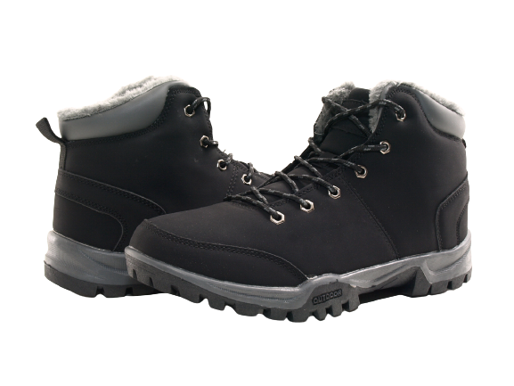 Bottines à lacets d'hiver pour homme doublées chaud Noir # 19087