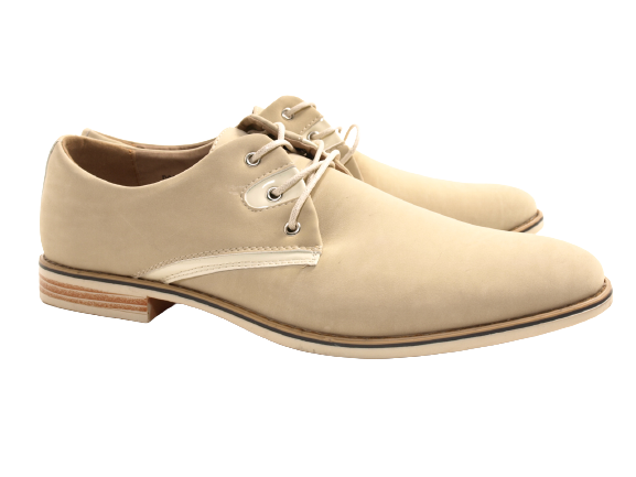 Chaussures de ville homme design richelieus habillées cuir aspect daim beige # 226005