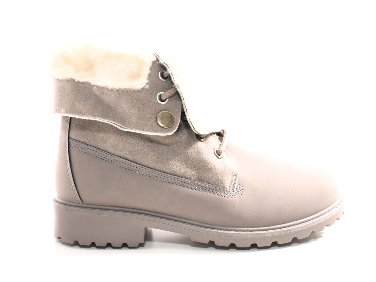 Bottines motardes femme, bottes d'extérieur, bottes d'hiver, doublure chaude, gris # 6209