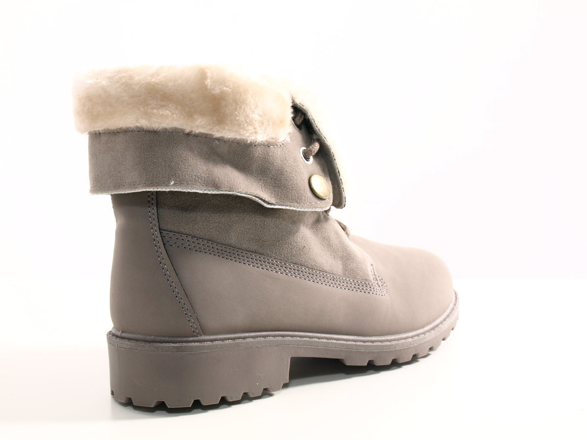 Bottines motardes femme, bottes d'extérieur, bottes d'hiver, doublure chaude, gris # 6209