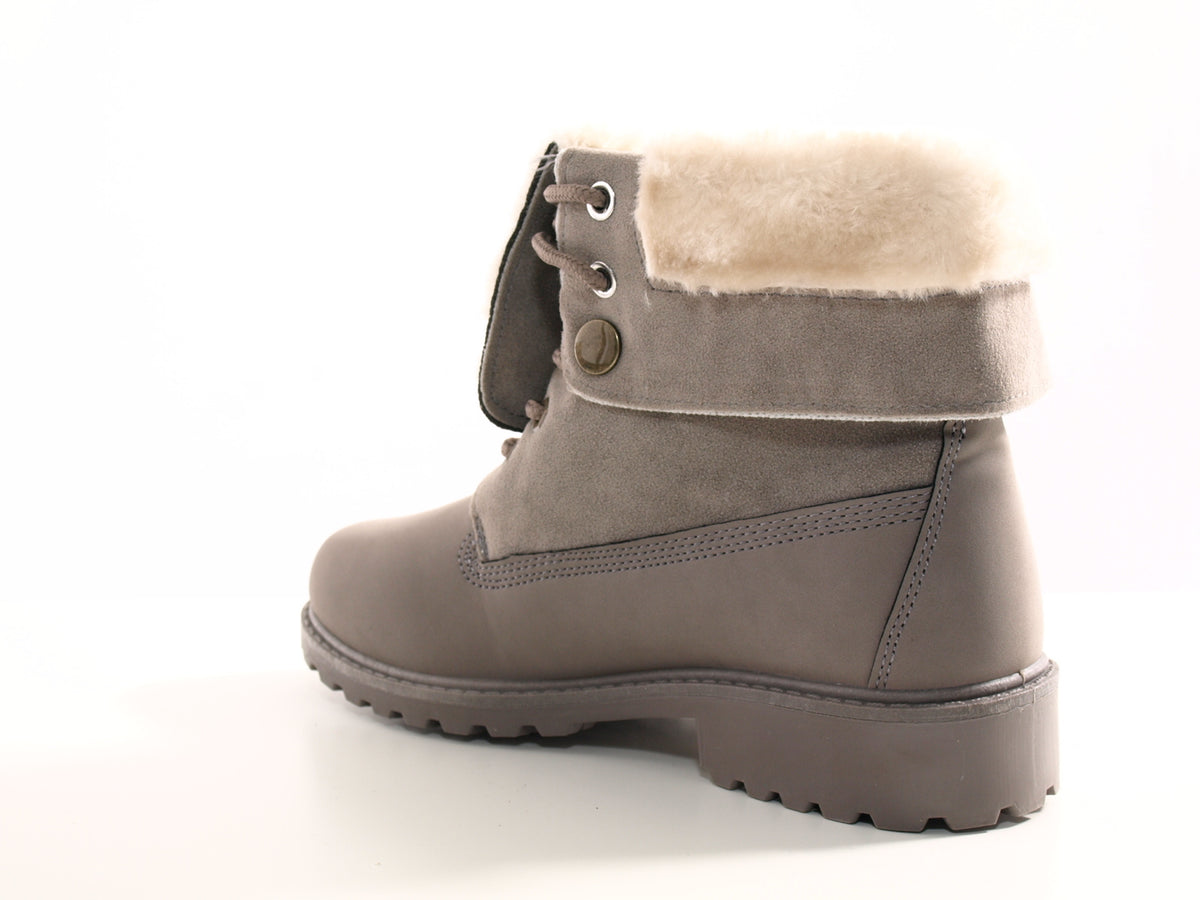 Bottines motardes femme, bottes d'extérieur, bottes d'hiver, doublure chaude, gris # 6209