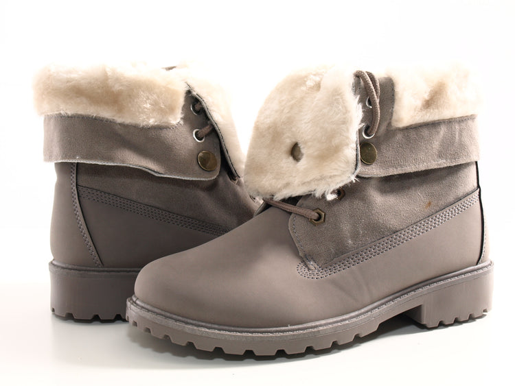 Women's ankle boots, biker boots, outdoor winter boots, warm lined, grey # 6209