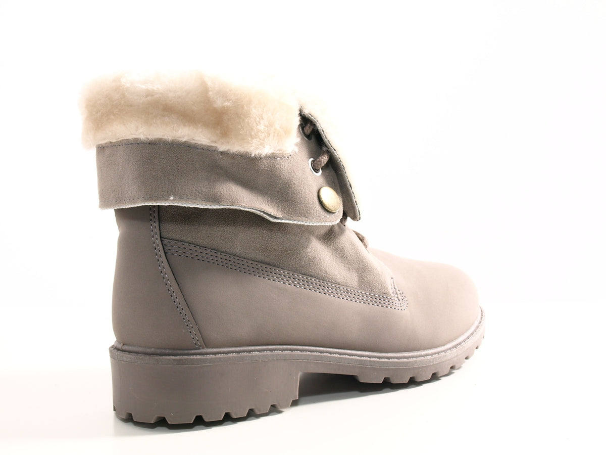 Bottines motardes femme, bottes d'extérieur, bottes d'hiver, doublure chaude, gris # 6209