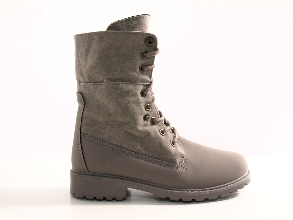 Bottines motardes femme, bottes d'extérieur, bottes d'hiver, doublure chaude, gris # 6209