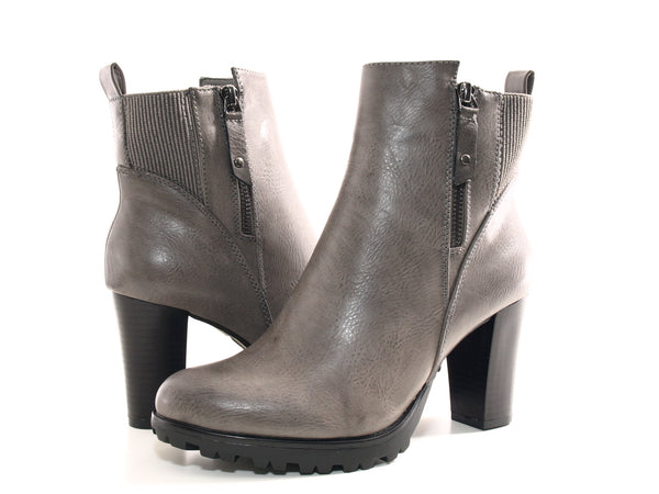 Damen Ankle Boots Stiefelette warm gefüttert Grey # 482