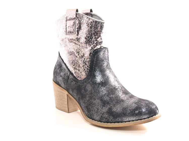 Women's Slip-on Ankle Boots Cowboy Look Boots Outdoor Black # 213