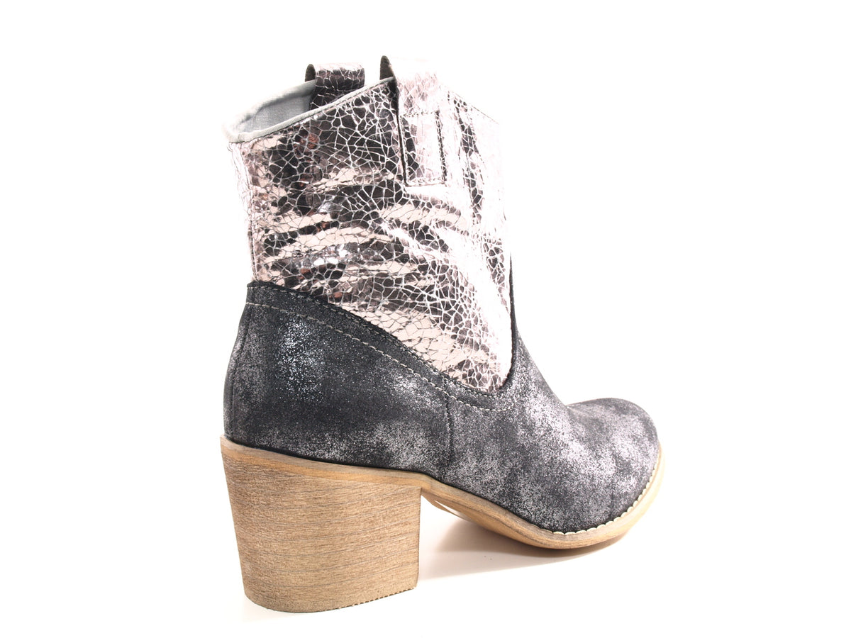 Women's Slip-on Ankle Boots Cowboy Look Boots Outdoor Black # 213