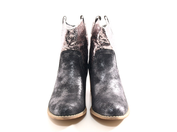 Women's Slip-on Ankle Boots Cowboy Look Boots Outdoor Black # 213