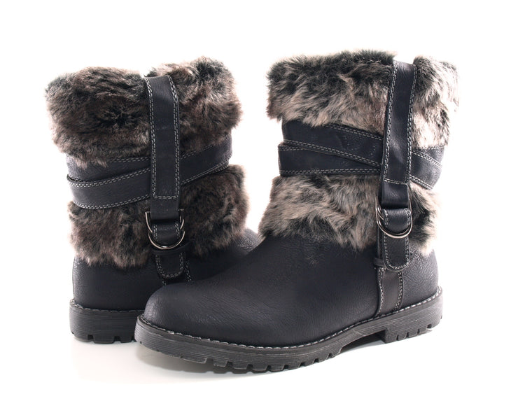 Bottines pour femmes, boots, chaussures d'extérieur, bottes d'hiver, doublure chaude, noir # 166