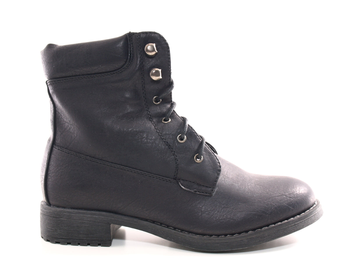Damen Stiefel Schnürr Boots Outdoor Winterboots warm gefüttert Black # 443