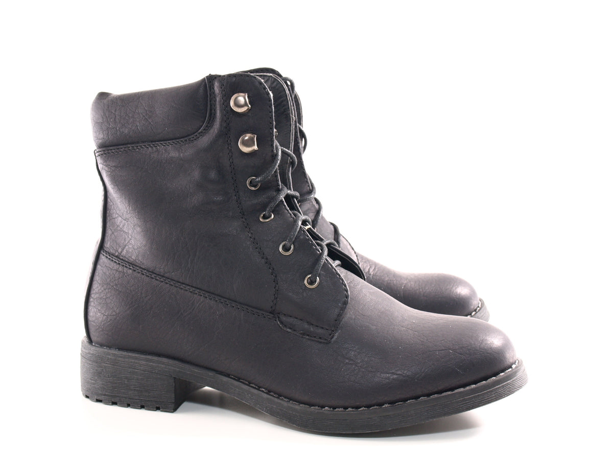 Damen Stiefel Schnürr Boots Outdoor Winterboots warm gefüttert Black # 443