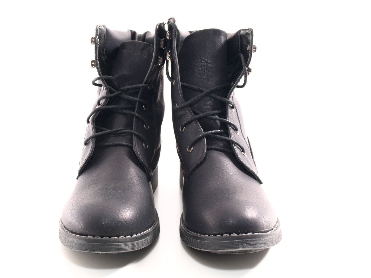 Damen Stiefel Schnürr Boots Outdoor Winterboots warm gefüttert Black # 443
