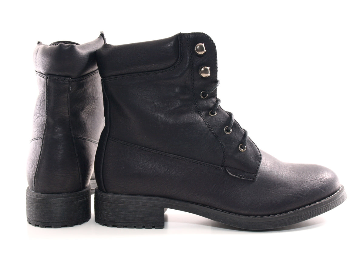 Damen Stiefel Schnürr Boots Outdoor Winterboots warm gefüttert Black # 443