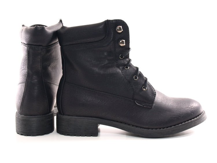 Damen Stiefel Schnürr Boots Outdoor Winterboots warm gefüttert Black # 443