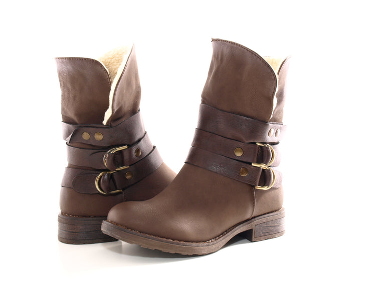 Women's ankle boots outdoor winter boots warm lined brown # 051