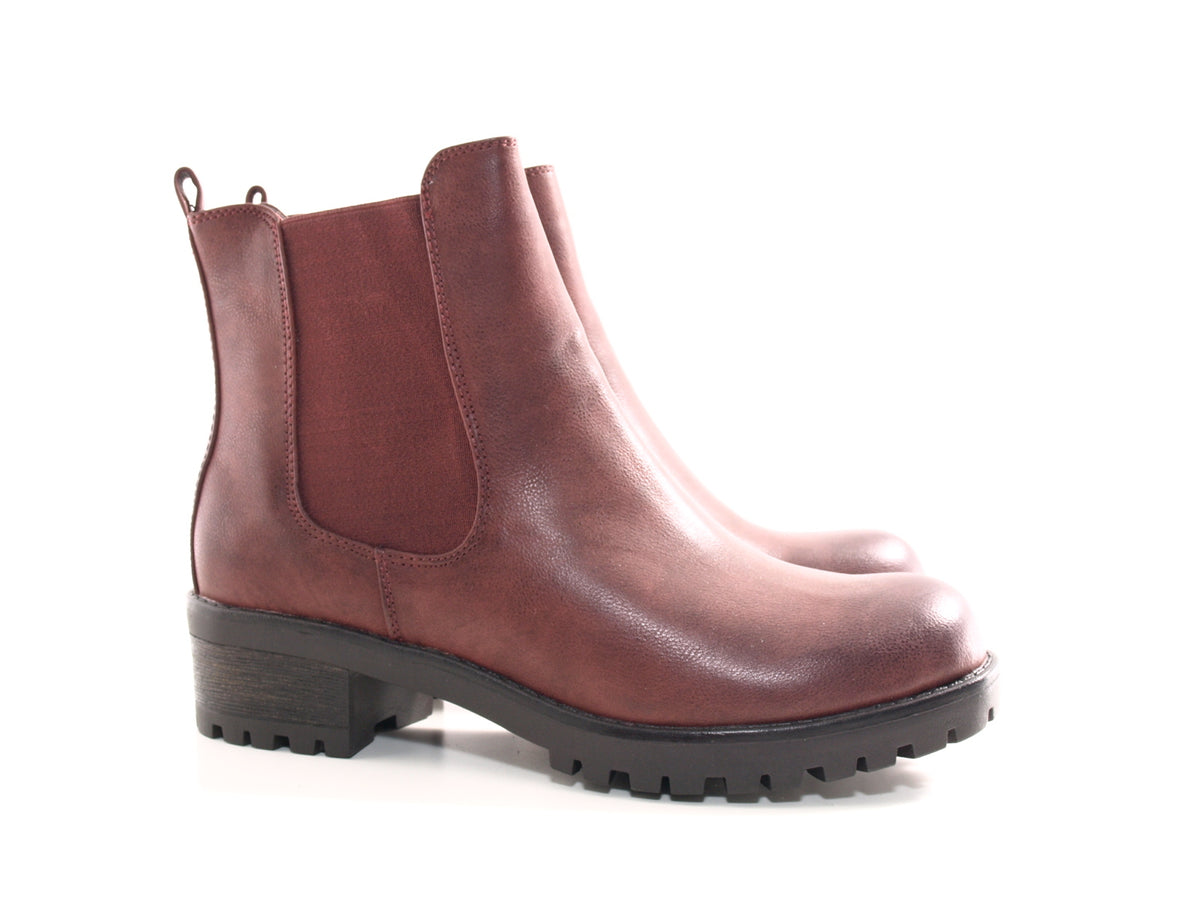 Women's Slip-on Ankle Boots Wine # 945