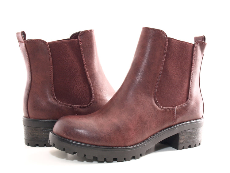 Women's Slip-on Ankle Boots Wine # 945