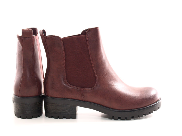 Women's Slip-on Ankle Boots Wine # 945