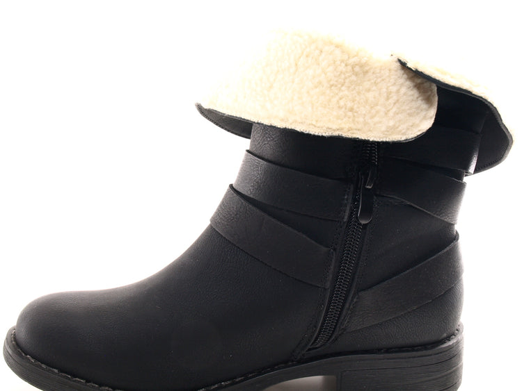 Bottines pour femme, chaussures d'extérieur, bottes d'hiver doublées chaudes, noir # 051