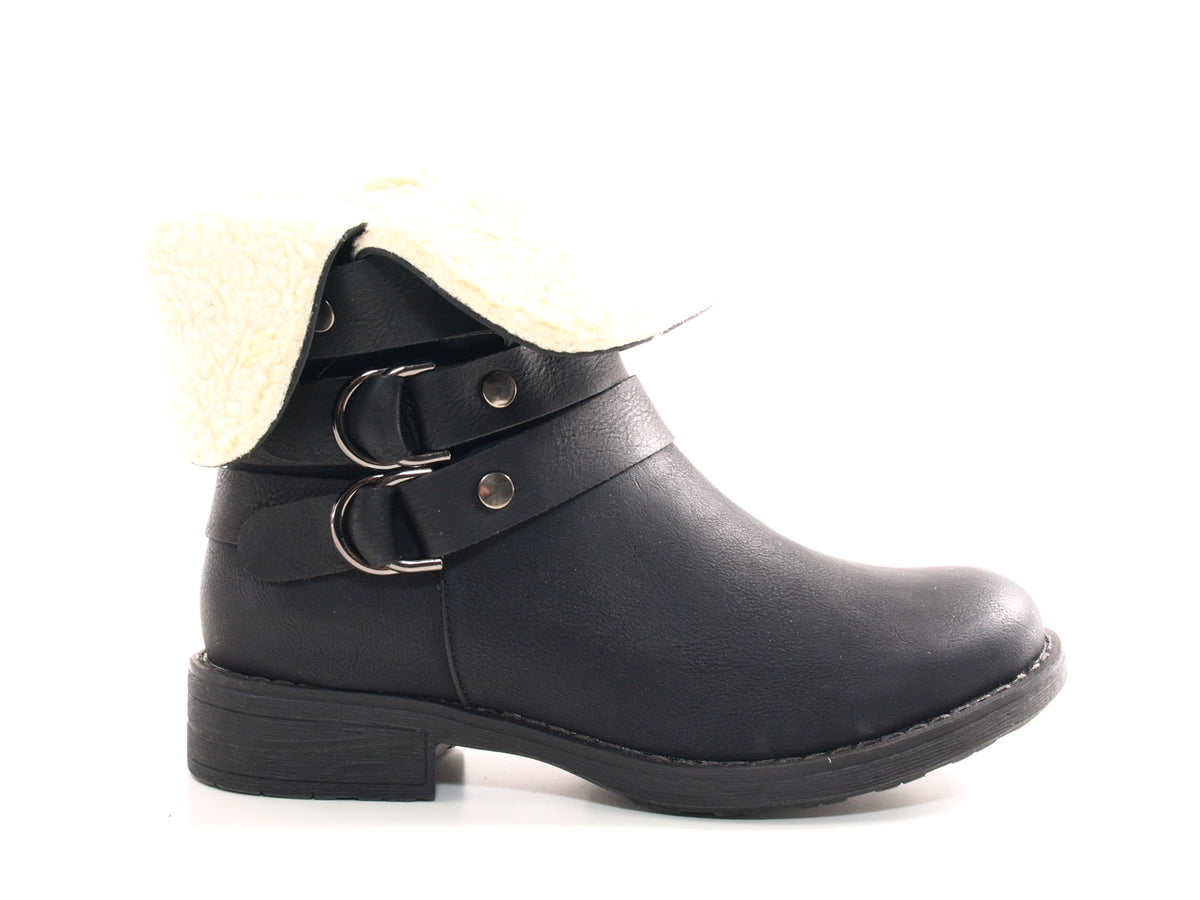 Bottines pour femme, chaussures d'extérieur, bottes d'hiver doublées chaudes, noir # 051