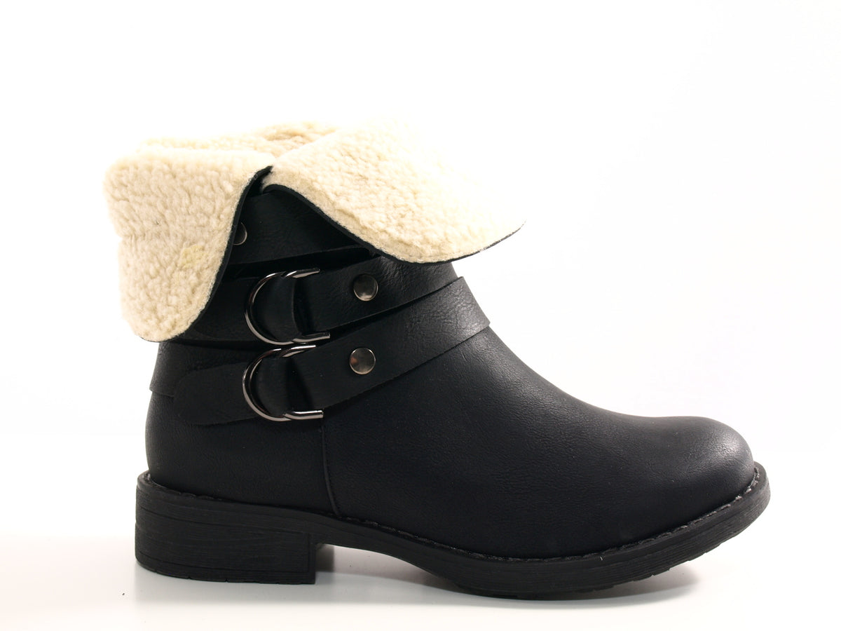 Bottines pour femme, chaussures d'extérieur, bottes d'hiver doublées chaudes, noir # 051