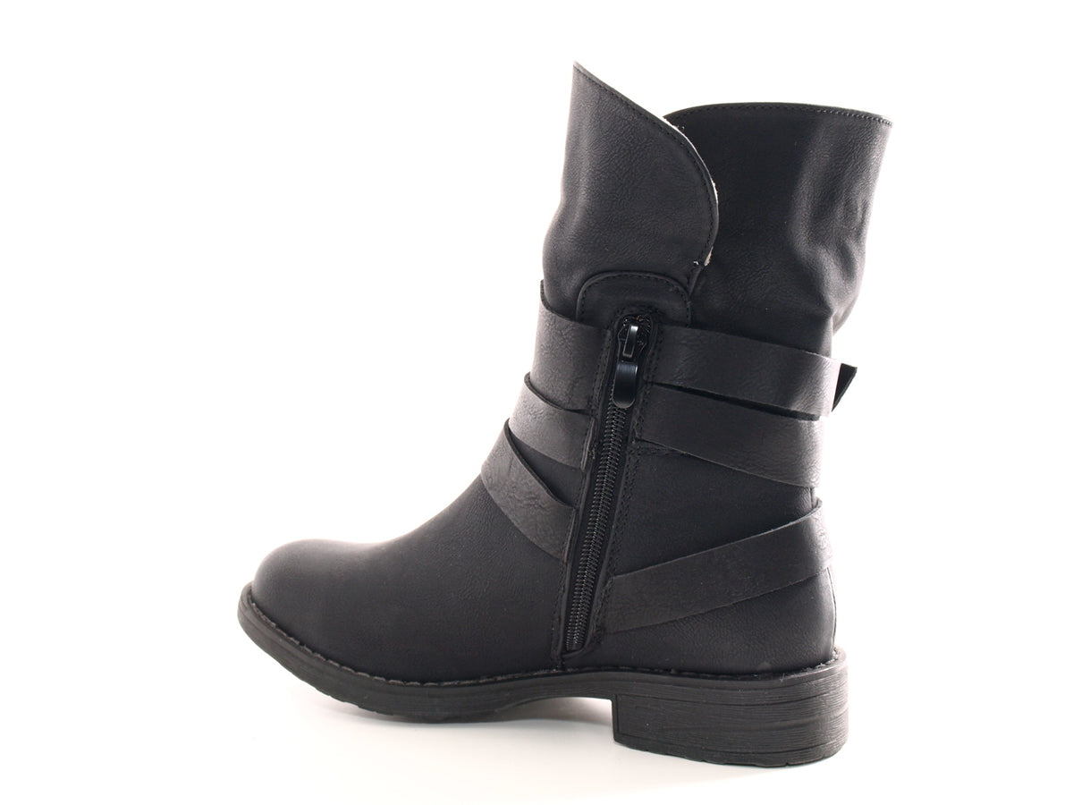 Bottines pour femme, chaussures d'extérieur, bottes d'hiver doublées chaudes, noir # 051