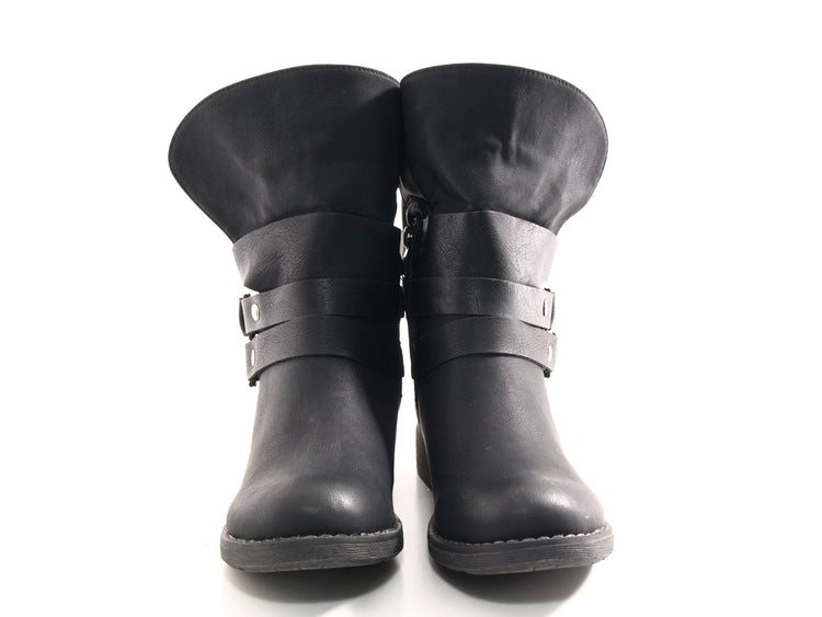 Bottines pour femme, chaussures d'extérieur, bottes d'hiver doublées chaudes, noir # 051
